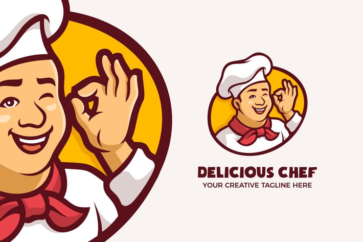Delicious Restaurant Chef Mascot Character Logo