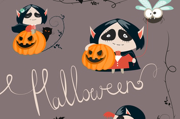 Halloween characters icon set. Vector 