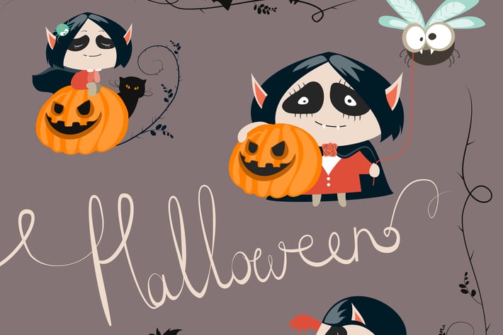Halloween characters icon set. Vector 