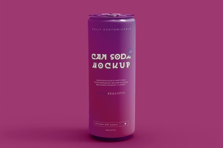 Front view of Soda Can Mockup 