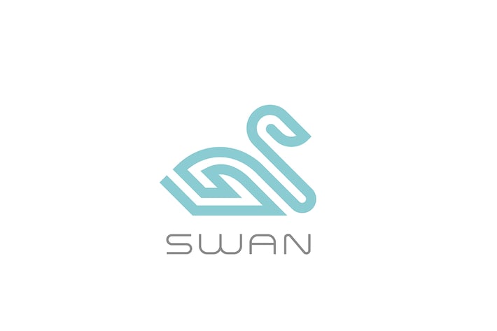 Swan bird Logo linear style
