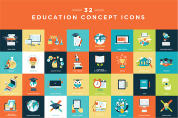 Set of Flat Design Education Icons