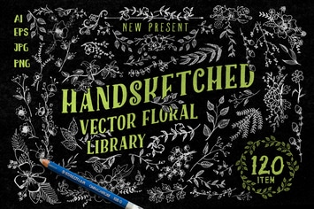 Handsketched Vector Floral Library 