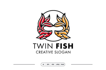 Twin Fish Modern Line art Logo