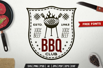 BBQ Club Print Design for TShirt. Retro Vector SVG