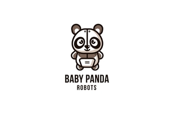 Baby Panda Robots Logo Template