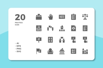 20 Politics Icons (Solid)