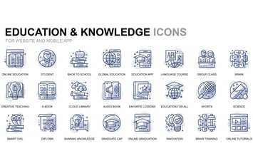 Education and Knowledge Thin Line Icons