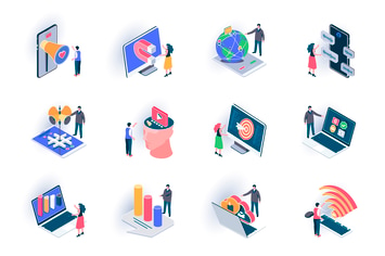 Social Media Isometric Icons Pack