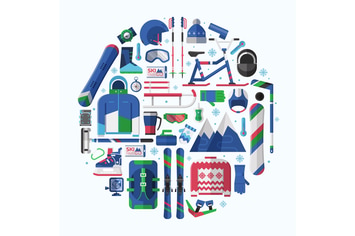 Winter Sports Circle Print