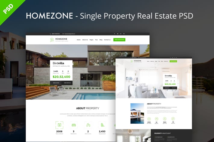 HOMEZONE - Single Property Real Estate PSD Templat