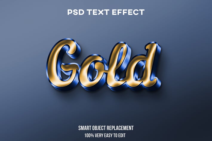 Gold blue glossy text effect