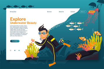 Explore Underwater - Web Header & Vector Template