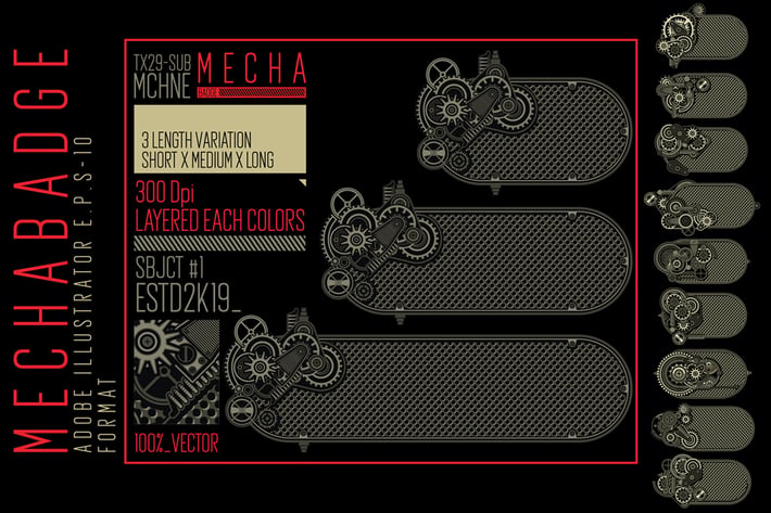 Mecha badge Vector eps