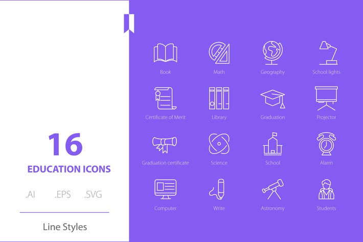 Educaiton Icon Line Styles