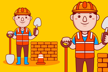 Man Builder Profession Cartoon Vector