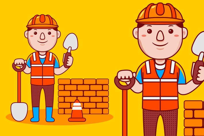 Man Builder Profession Cartoon Vector