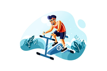 Man Riding Exercise Stationary Bike