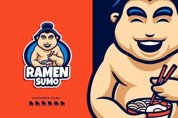 Ramen Sumo Cartoon Business Logo