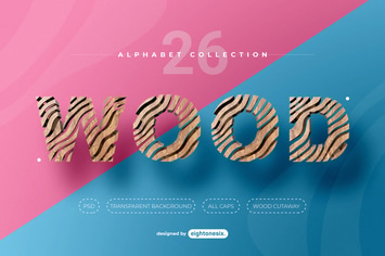 Abstract Wood Alphabet Letters 
