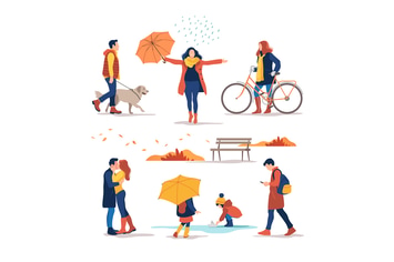 Autumn. People Outdoor