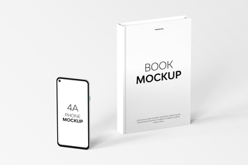 Book & 4A Phone Mockup