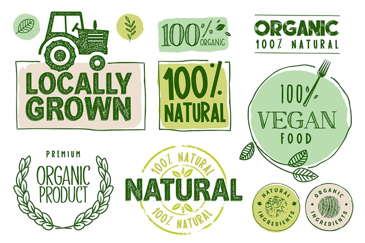 Organic Food Stickers and Labels Collection