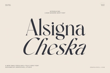 Alsgina Cheska Family Elegant Serif Font Text