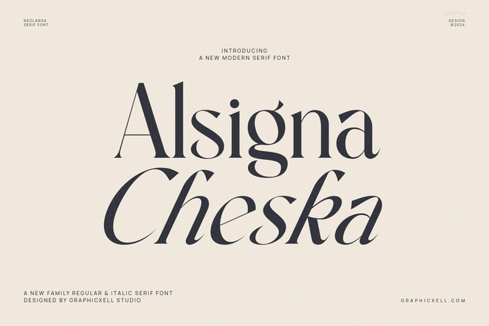 Alsgina Cheska Family Elegant Serif Font Text