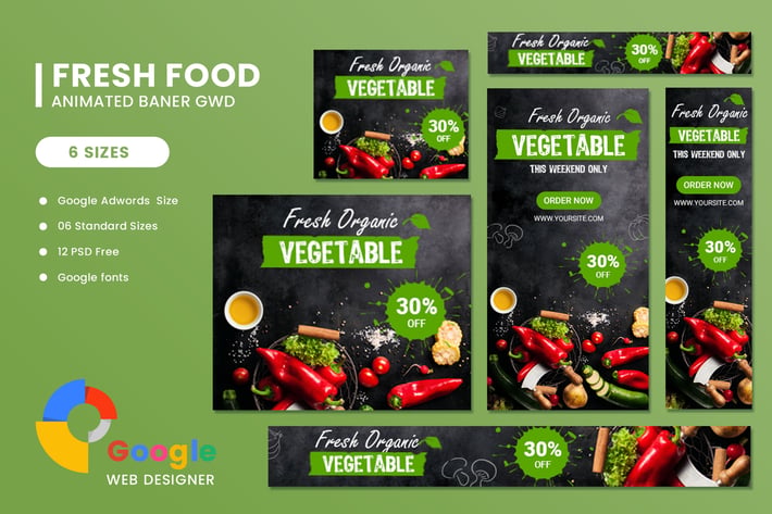 Fresh Food Google Adwords HTML5 Banner Ads GWD