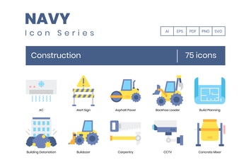 75 Construction Flat Icons