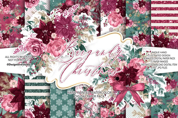 Burgundy Christmas digital paper II.