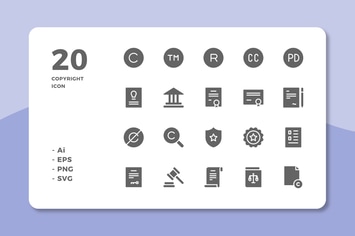 20 Copyright Icons (Solid)
