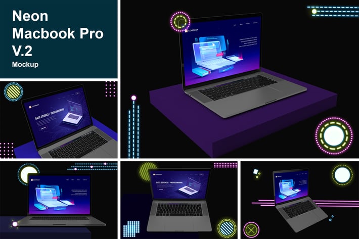 Neon Macbook Pro Mockup V.2