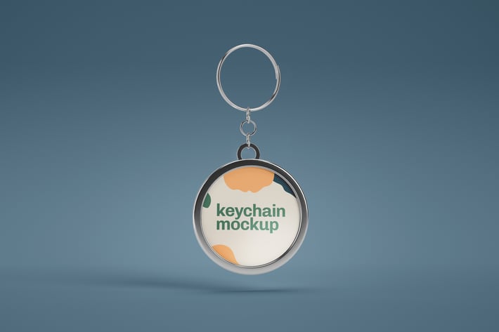 Circle Metallic Keychain Mockup