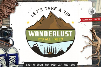Mountain Camping Badge Vector Retro Graphic Logo