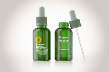 Colorfull Glass Dropper Bottle Mockup