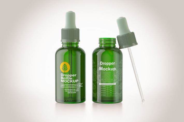 Colorfull Glass Dropper Bottle Mockup