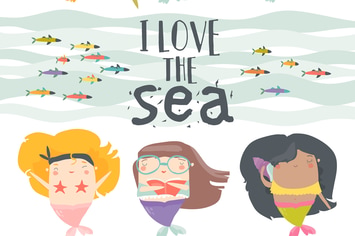 Mermaid girls vector illustration. Cute cartoon 