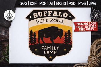 Wild Animals Badge / Vintage Camp Logo Patch SVG