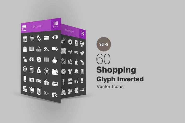 60 Shopping Glyph Inverted Icons