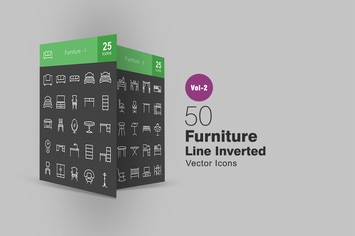 50 Furniture Line Inverted Icons