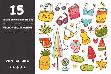 Kawaii Summer Doodle Set