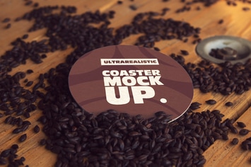 Round Coaster Black Malt Mockup