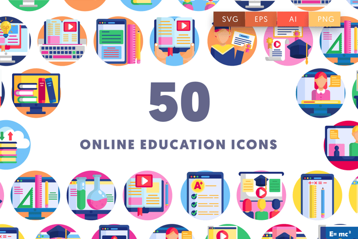 50 Online Education Icons