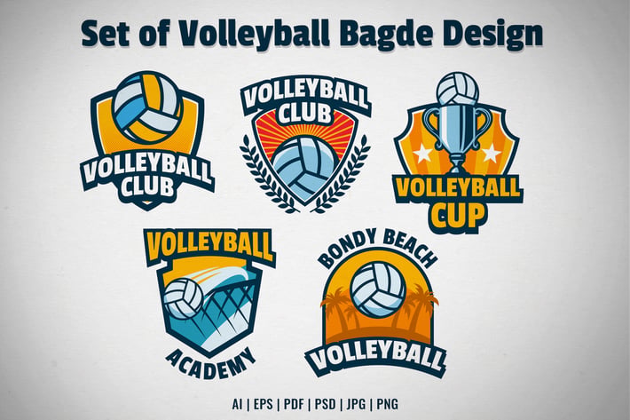 Set of Volleyball Badge design