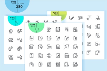 Set of  Thin Line Icons
