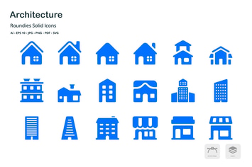 Architecture Roundies Solid Glyph Icons