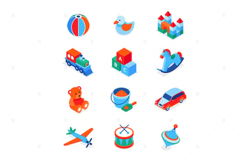 Toys and leisure games - isometric icons