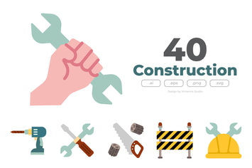 40 Construction Icons - FLAT